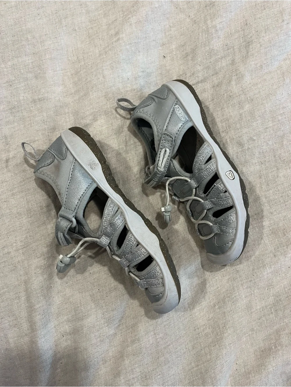 Keen Kids Silver Glitter Outdoor Sandal - Breathable Closed-Toe Shoe
